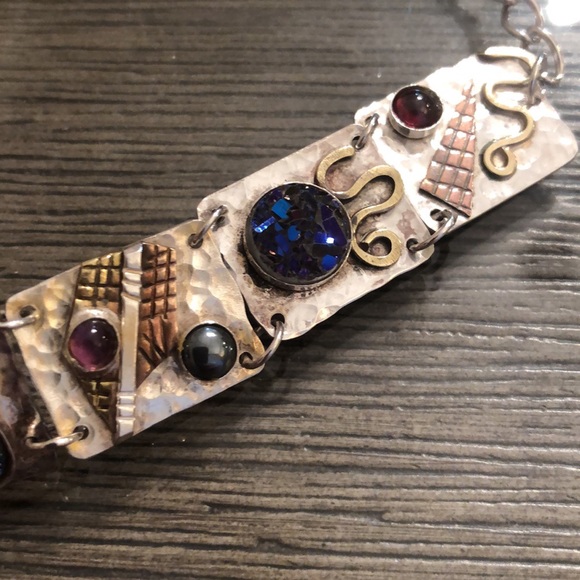 Sterling Silver Artisan Crafted Bracelet, Druzy & Mixed Metals - Picture 4 of 16